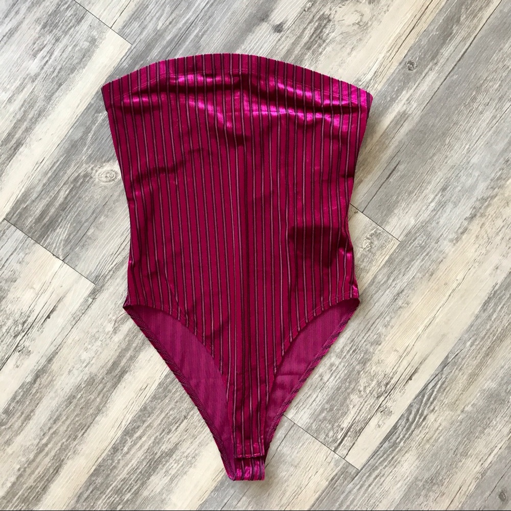 Striped velvet body suit: Never Worn